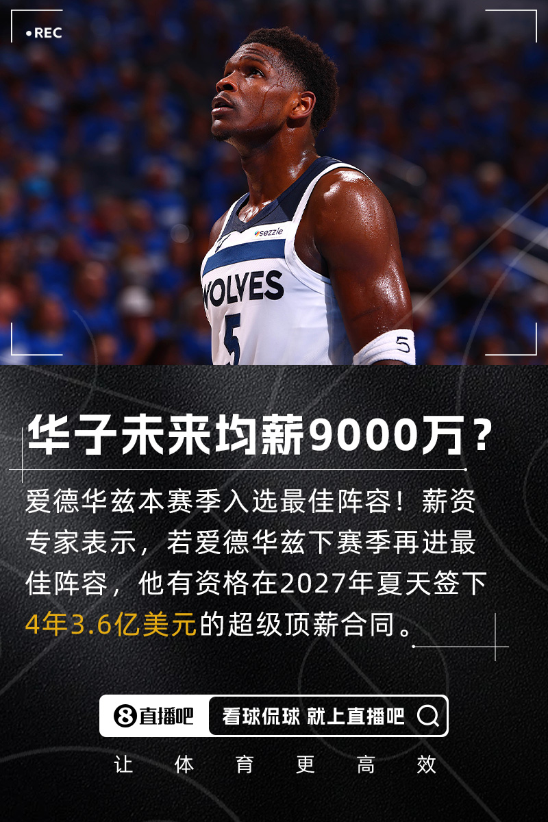新狼王冲击历史顶薪 爱德华兹再入最佳阵容将斩获4年36亿天价合约